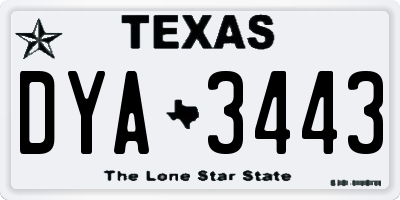 TX license plate DYA3443