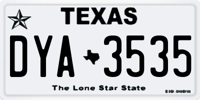TX license plate DYA3535