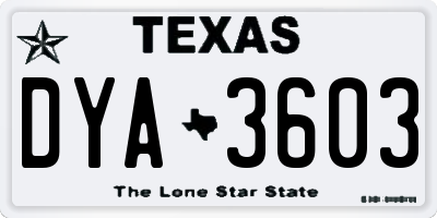 TX license plate DYA3603