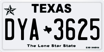 TX license plate DYA3625