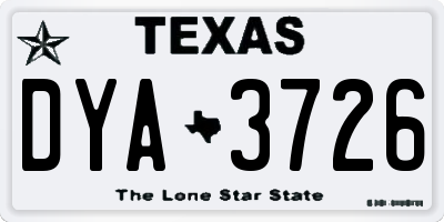TX license plate DYA3726