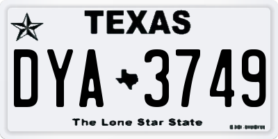 TX license plate DYA3749