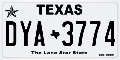 TX license plate DYA3774