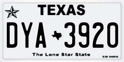 TX license plate DYA3920