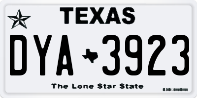 TX license plate DYA3923