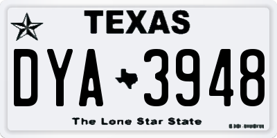 TX license plate DYA3948
