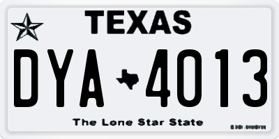TX license plate DYA4013