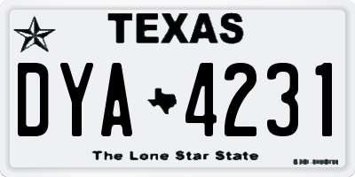 TX license plate DYA4231