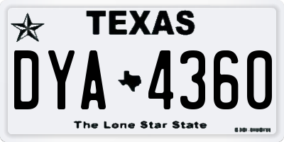 TX license plate DYA4360