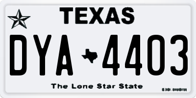 TX license plate DYA4403