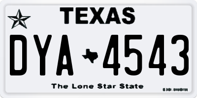 TX license plate DYA4543