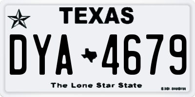 TX license plate DYA4679