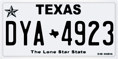 TX license plate DYA4923