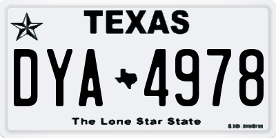 TX license plate DYA4978