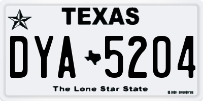 TX license plate DYA5204