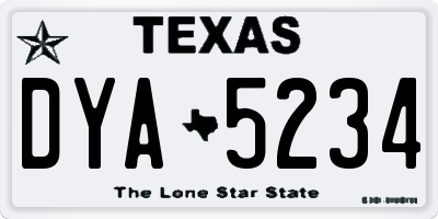 TX license plate DYA5234