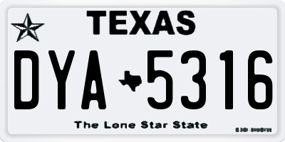 TX license plate DYA5316