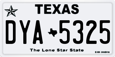 TX license plate DYA5325
