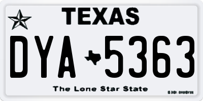 TX license plate DYA5363