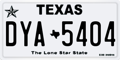 TX license plate DYA5404