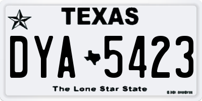 TX license plate DYA5423