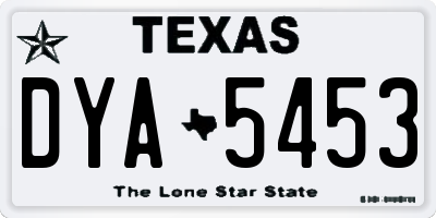 TX license plate DYA5453