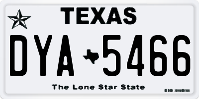 TX license plate DYA5466