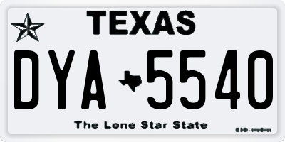 TX license plate DYA5540