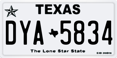 TX license plate DYA5834