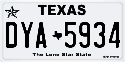 TX license plate DYA5934