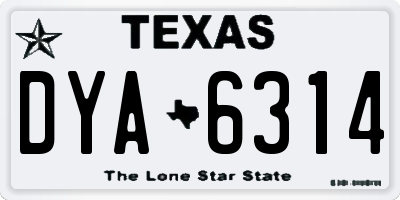 TX license plate DYA6314