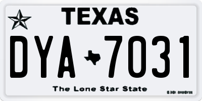 TX license plate DYA7031