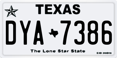 TX license plate DYA7386
