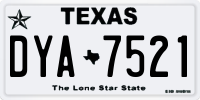 TX license plate DYA7521