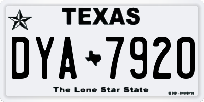 TX license plate DYA7920