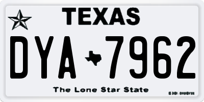 TX license plate DYA7962