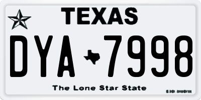 TX license plate DYA7998