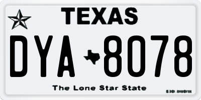 TX license plate DYA8078