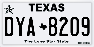 TX license plate DYA8209