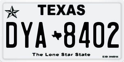 TX license plate DYA8402
