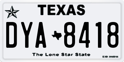 TX license plate DYA8418