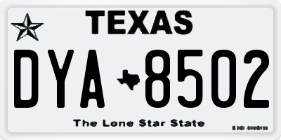 TX license plate DYA8502