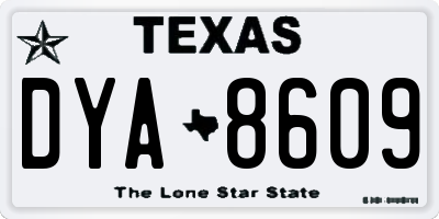 TX license plate DYA8609