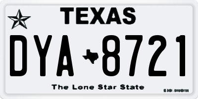 TX license plate DYA8721