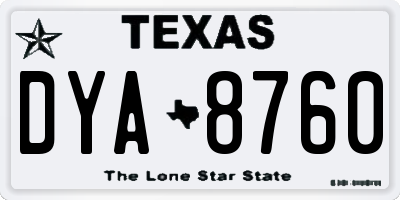 TX license plate DYA8760