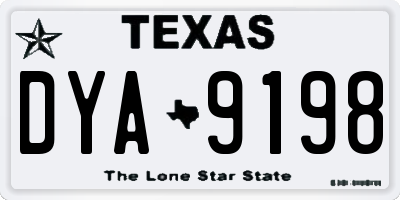 TX license plate DYA9198