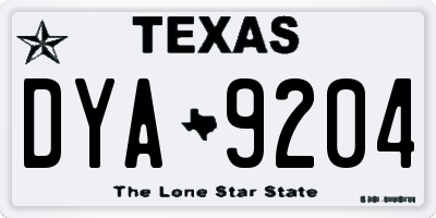 TX license plate DYA9204