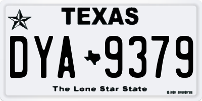 TX license plate DYA9379