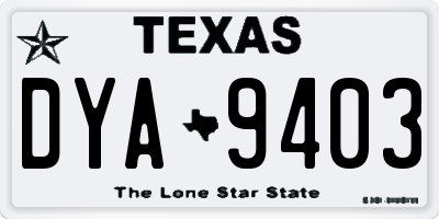 TX license plate DYA9403