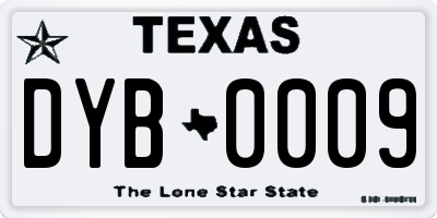 TX license plate DYB0009